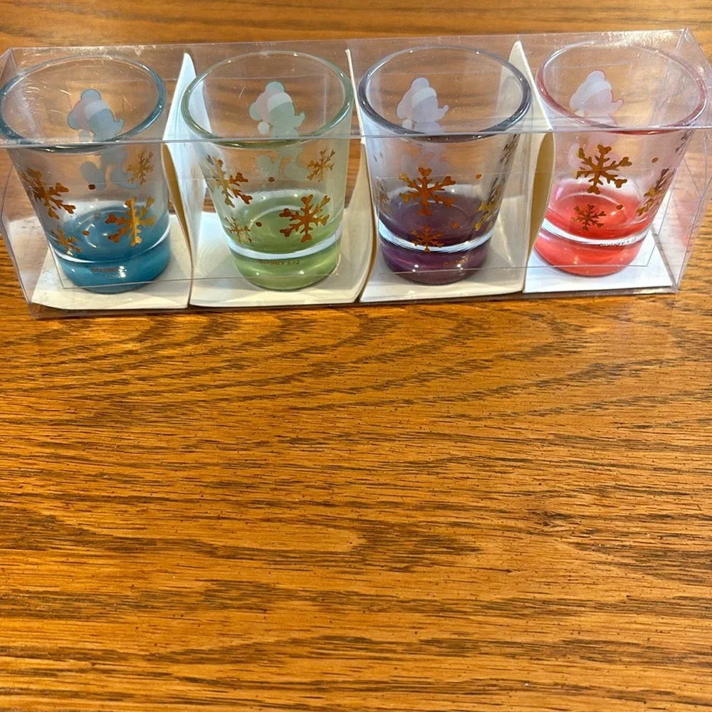 Closet clean out sale / Disney Holiday Shot Glass Set with Mickey Mouse